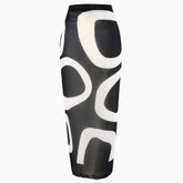 Sarong cache-cœur en mousseline de soie à taille haute avec nœud papillon et vagues noires et blanches